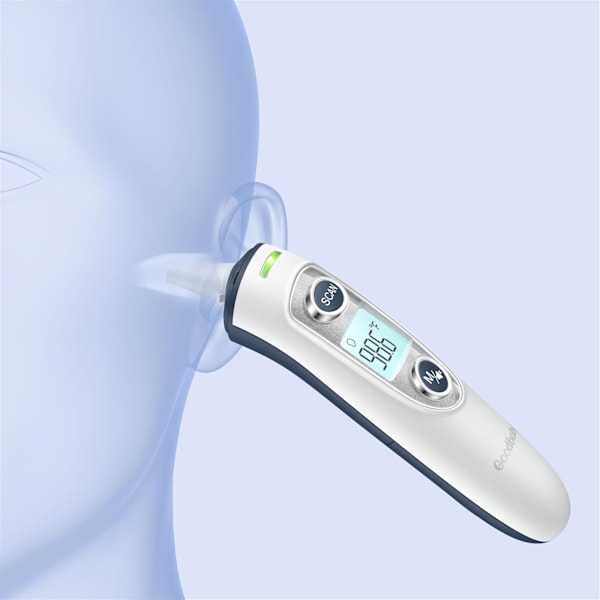 Örontermometer för vuxna och barn, 2-i-1-läge, digital exakt öron- och panntermometer med feberlarm, 1 sekund snabbt resultat