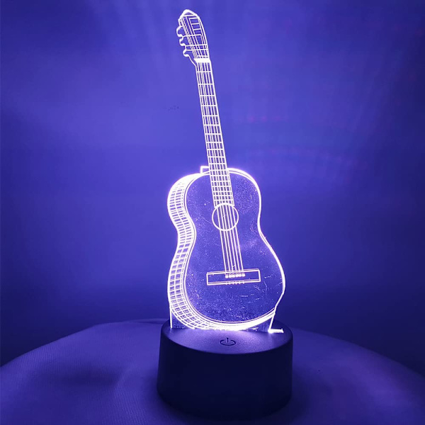 3D Illusjon Nattlys Lampe Gitar - Gitar 3D Illusjon Lampe