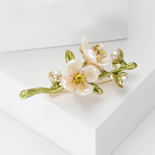 Pigers Perleblomstbroche - Forgyldt Sød Blad- og Blomsterreversnål til Kjoler, Elegant Modetilbehør | Ideel Gave til Bryllup