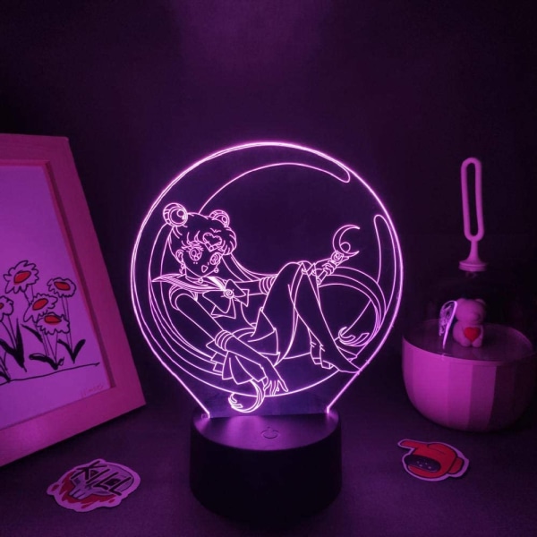 3D nattljus för pojkar Anime 3D-lampa Anime Sailor Moon Mang