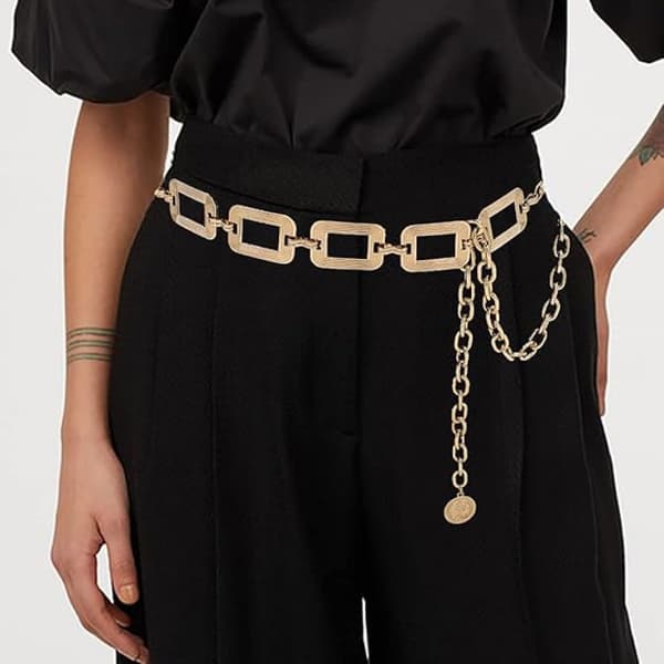 Dame Chunky Metal Kædebælte – Statement Mavekæde Taljebælte til Outfit Styling Gold