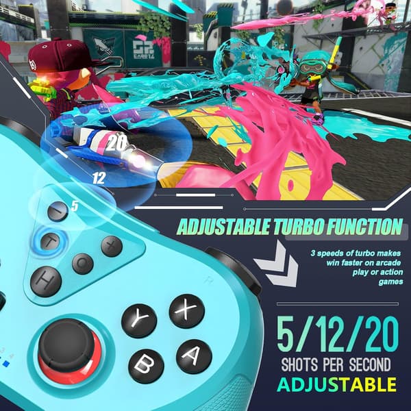 Switch-kontroller, trådlös pro-kontroller för Nintendo Switch/Switch Lite/Switch OLED, Switch-gamepad med justerbar turbofunktion, 6-axlig gyro Blue