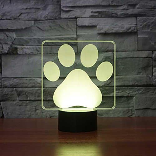 3D Hundepote Modellering Natlampe Touch 7 Farveskift LED Ta