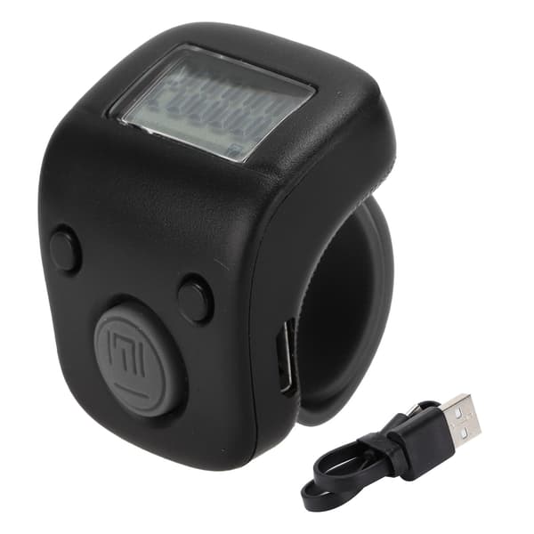 Digital Perleteller Manuell Ringform Mini Chanting Counting Tool for Buddhist MeditationWisdom Black