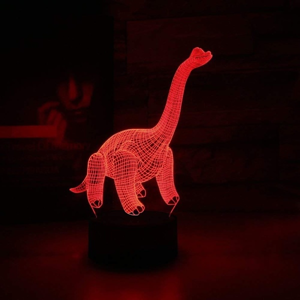 3D Lampa Brachiosaurus Dinosaurie Leksaker Illusion 2D Nattlampa Jul Julfestival Födelsedag Alla hjärtans dag Kärleksgåva