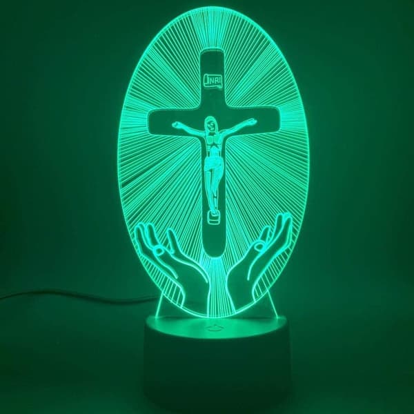 3D Illusion Natlampe Skrivebordslampe Kristendom Jesus Station