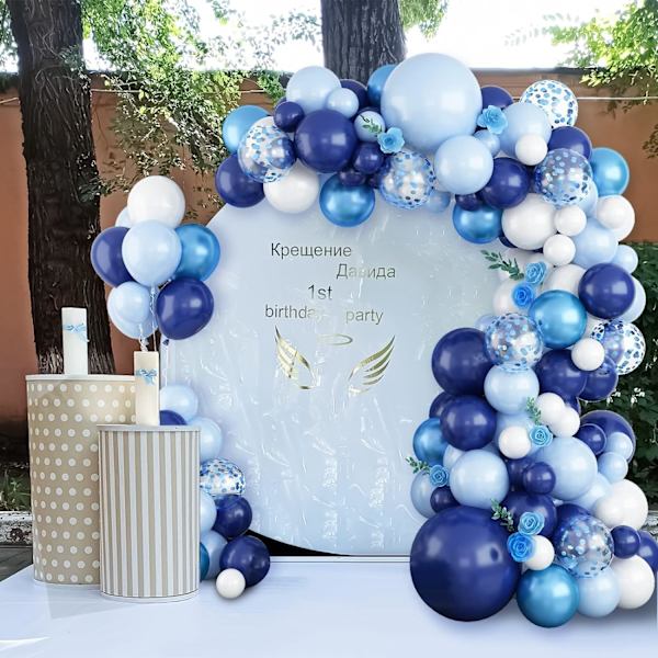 Sininen Ilmapallo Kaari Garland Kit, Laivastonsininen Ja Valkoinen Ilmapallo Kaari Kit Chrome Sininen Vauva Vaaleansininen Konfetti Ilmapallot, Eri Kokoinen Sininen Ilmapallo Blue