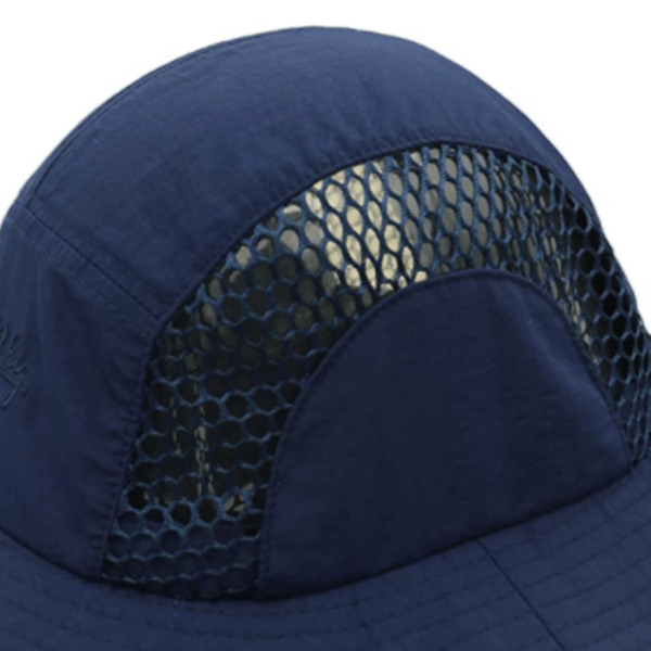Fiskehat med UPF50+ solbeskyttelse til mænd og kvinder, lang klap, hurtigtørrende mesh Blue