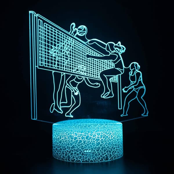 3D Illusion Volleyball Natlampe Lys 16 Farve Cha