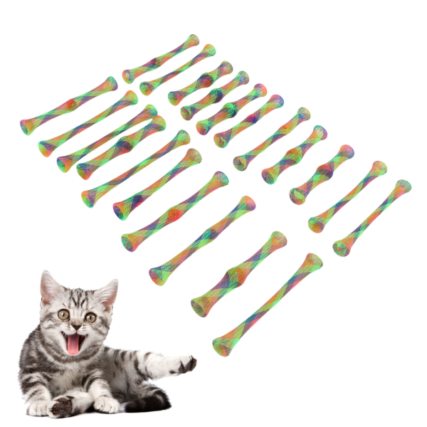 21 st Kattfjäderleksak Nylon Färgglad interaktiv rep- och bitsäker husdjursspiralrörleksak för kattunge