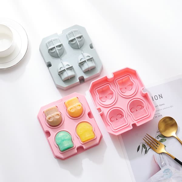 4 Hodeskalle Hode Isbitform Silikonform Bar DIY Morsom Isboks I