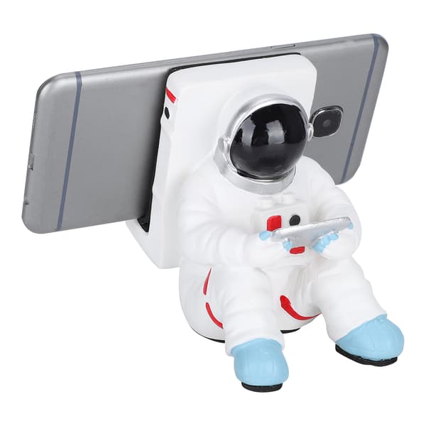 Multifunktionel mobiltelefonstativ i harpiks, astronautfigur, statue, skrivebordsstativ til telefon
