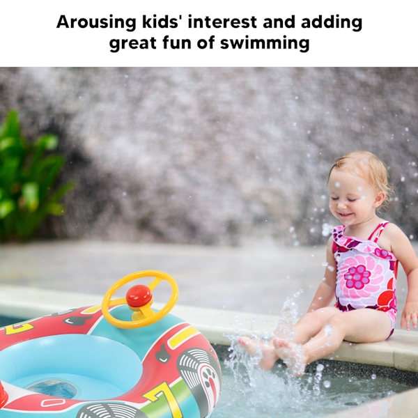 Yacht Pool Float Uppblåsbar Yacht Styrning Hjul PVC Anti Läckage Ben Hål Småbarn Simma Float för Simning Sommar Blå Botten