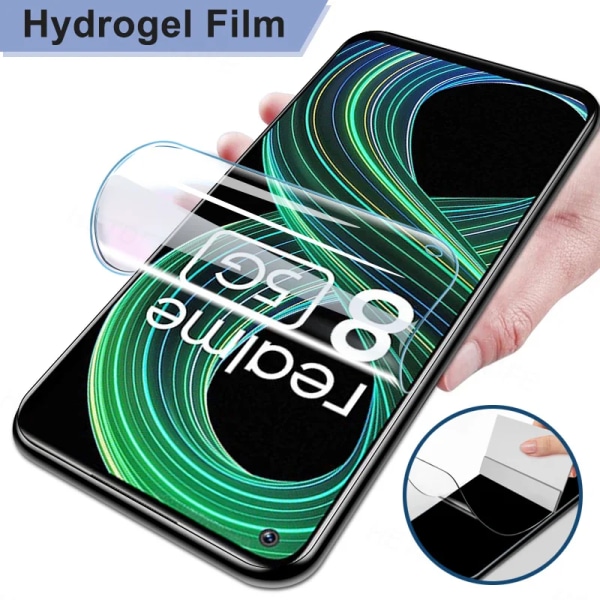 3 st Hydrogel Film för Realme 8 4G Skärmskyddsfilm Full Cover Skyddsfilm