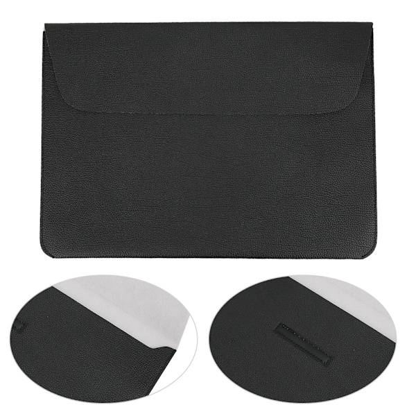 Laptop Sleeve Case Soft PU Læder Computer Beskyttende Håndtaske med Krog og Loop Fastener12in