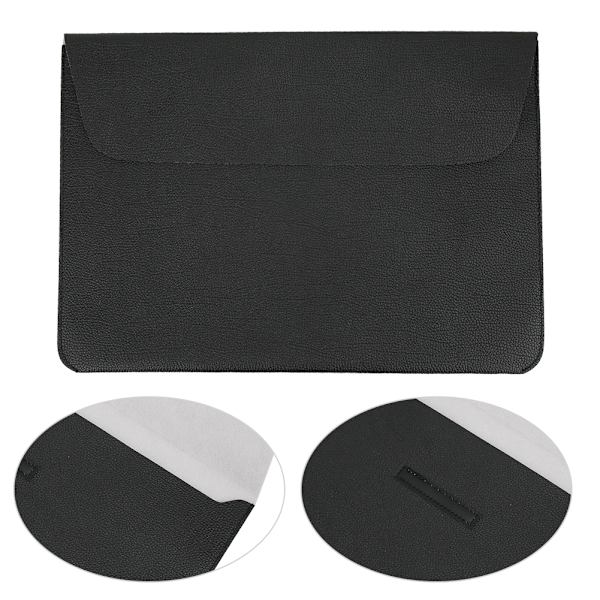 Laptop Sleeve Case Soft PU Leather Computer Protective Hand Bag with Hook and Loop Fastener 12in