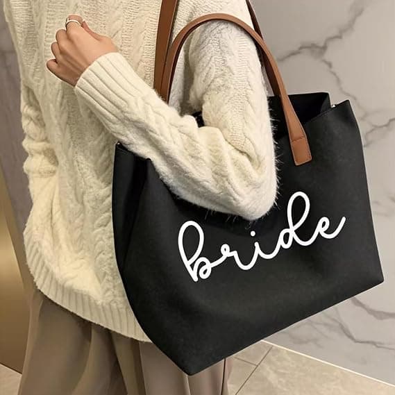 Brudgåva Canvas Tote för Möhippa: Bröllopsgåva - Perfekt för Möhippor Black
