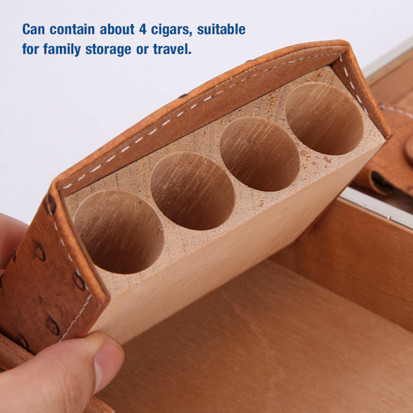 Strutsläder Bärbar Resa Utomhus Humidor Väska Cigarrhållare Förvaringslåda Magnetiskt Spänne
