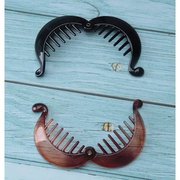 2 kpl Pieni Banaani Hiukset Klipsi Kampa Muoti Lukitus Pyöreä Muovi Fishtail Hiukset Klipsi Grips Poninhäntä Haltija Black and Brown