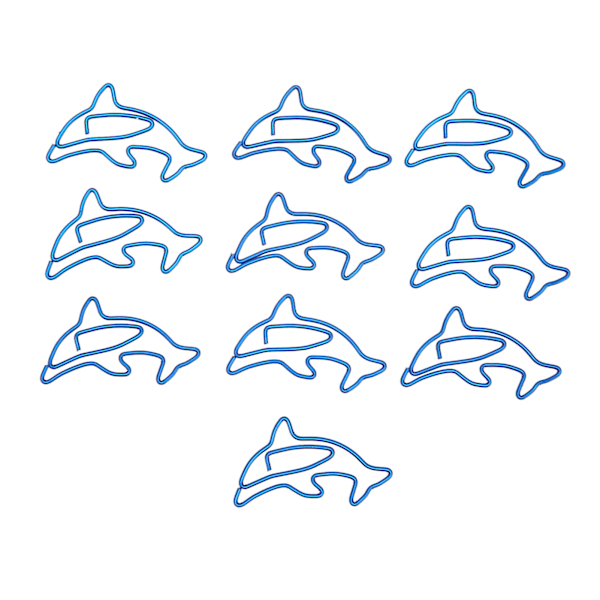100 stk. Papirclips Unik Delfin Form Letvægts Bærbar Galvaniseringsproces Metal Papirclips Kontorklips