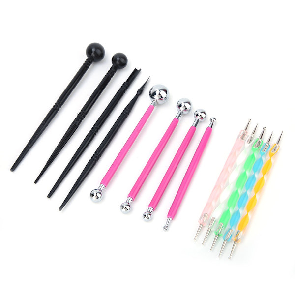 13 i 1 Dubbelsidig pricklera lera målningsindenterings pennor stylus verktyg set DIY (röd uppsättning)