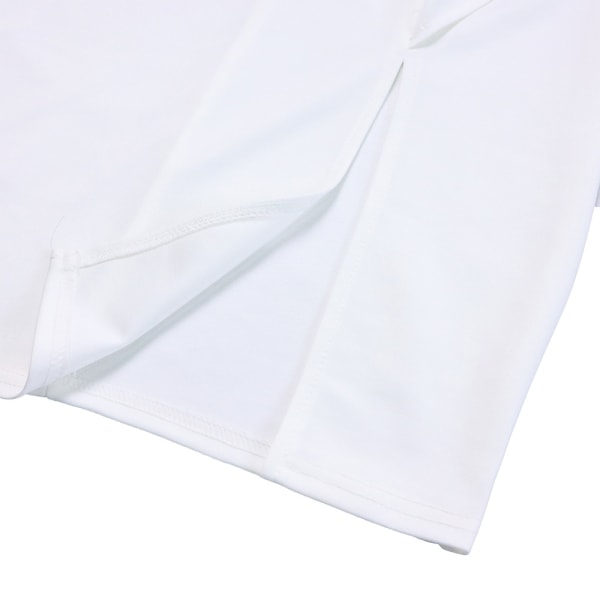 Mode temperament Sexet ensfarvet plisseret kjole (hvid M)