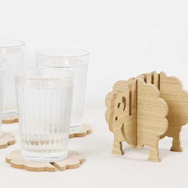 7 st 3d söta får kaffekopp underlägg kit (små)