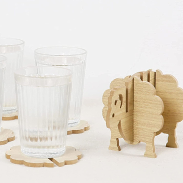 7 stk. 3d søde får kaffekop underlagssæt (lille)