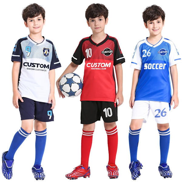 Fotbollströja för barn, personlig fotbollströja , set fotbollsuniform i polyester, Andas träningsfotbollsuniform för pojke S103 White XS
