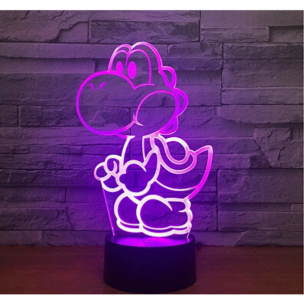 Hnfsliuhao Yoshi Mario 3D LED USB -lampa Tecknad spelfigur S