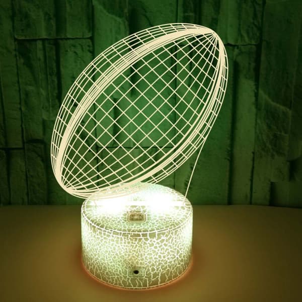 Rugby Natlampe, 3D Illusion LED Lampe, 7 Farver Dæmpbar m