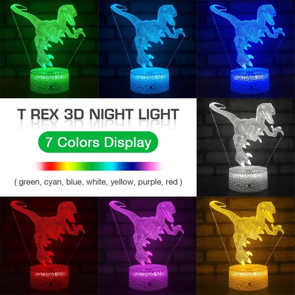 3D Natlampe, 7 Farver Skiftende Natlys med Timer & Sma