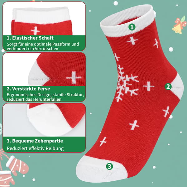 5 par julestrømper til børn - tykke varme vinterstrømper, søde behagelige sjove julestrømper til piger i alderen 6-8 år