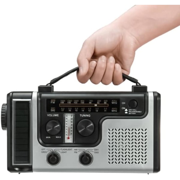 Kannettava Radio Käsikäyttöinen Itsestään Virtaava Taskulamppu Lukulamppu Ulkokäyttöön Monitoimityökalu