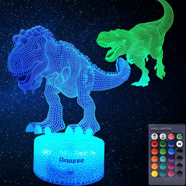 Dinosaurie Leksaker, T Rex 3D Nattlampa med Fjärrkontroll & Smart Touch Leksaker Presenter 2 3 4 5 6 7 8 År Gammal Pojke Födelsedagspresenter (2 Paneler)