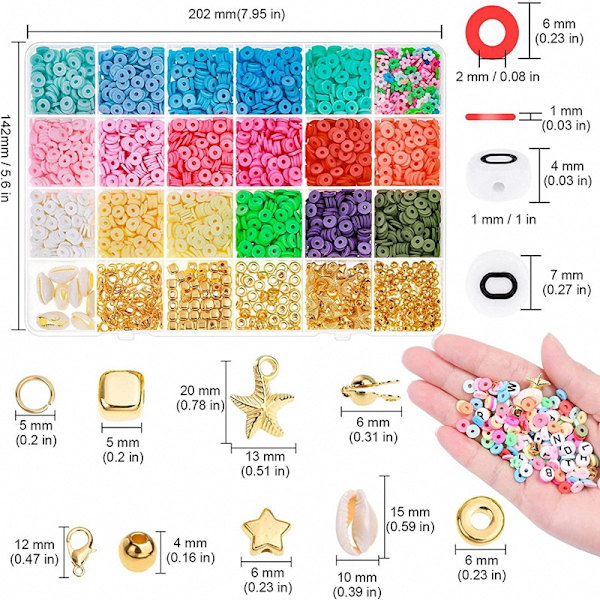5080 bitars lerpärlsarmbandssats, mjukt keramiskt pärlhandgjort set, vänskapsarmband DIY-smycken, pärlor för armband och smyckestillverkning