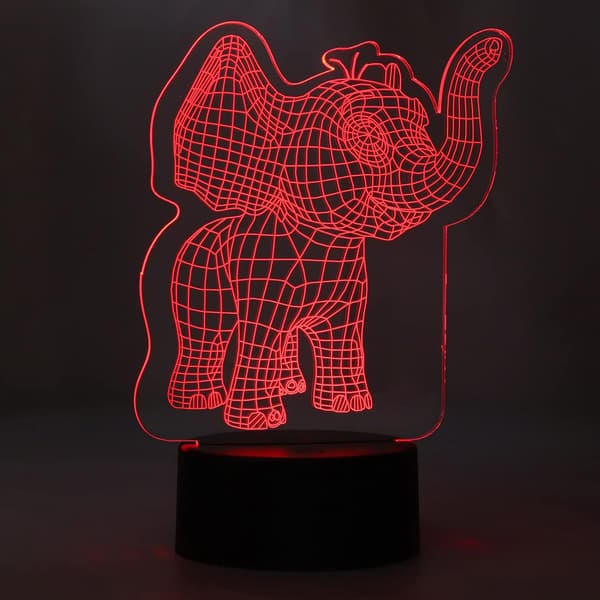3D Natlampe, 3D Elefantformet Natlys USB-opladning Un