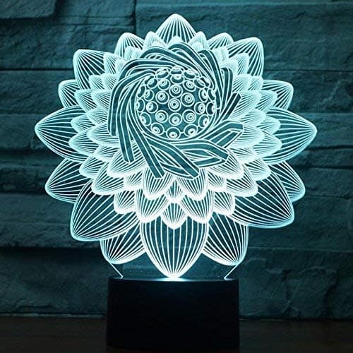Optisk Illusion 3D Lotusblomst Natlampe USB Strøm Touch