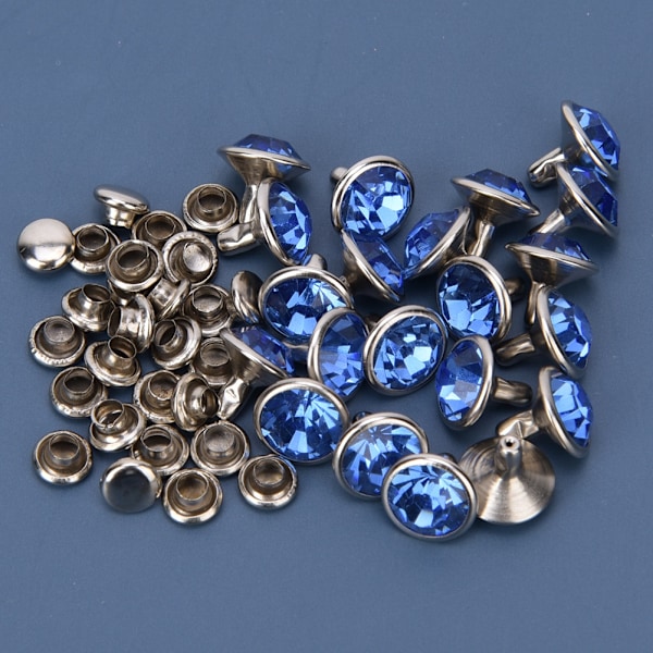 20 sarjaa värikkäitä hopeisia strassiniittejä, DIY-laukkujen, kenkien ja vaatteiden koristeluun, 10 mm x 10 mm, hopeanväriset, vaaleansiniset strassit