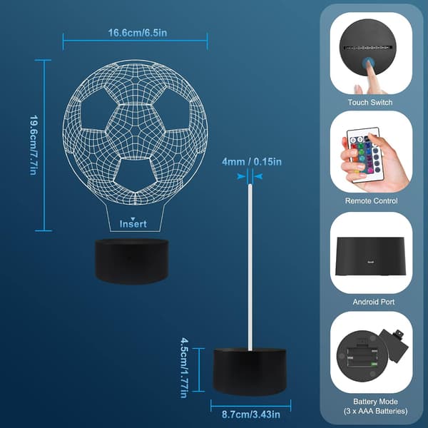 Fodbold Natlys til Børn, Attivolife 3D Optisk Illusion Fodbold Lampe