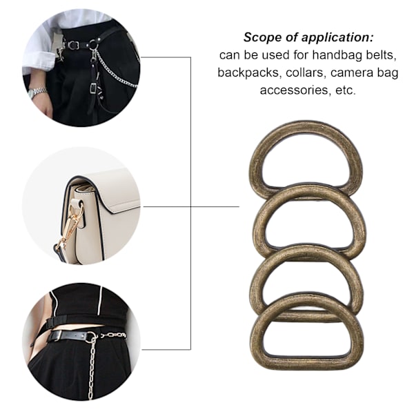 10 stk D-ringer - Pålitelige, holdbare, blanke, komfortable, små, kompakte, dekorative veskespenner for DIY-håndverk Bronze