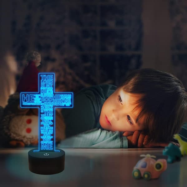 Jesus Kors 3D Natlampe, Kristus Optisk Illusion Lys 1