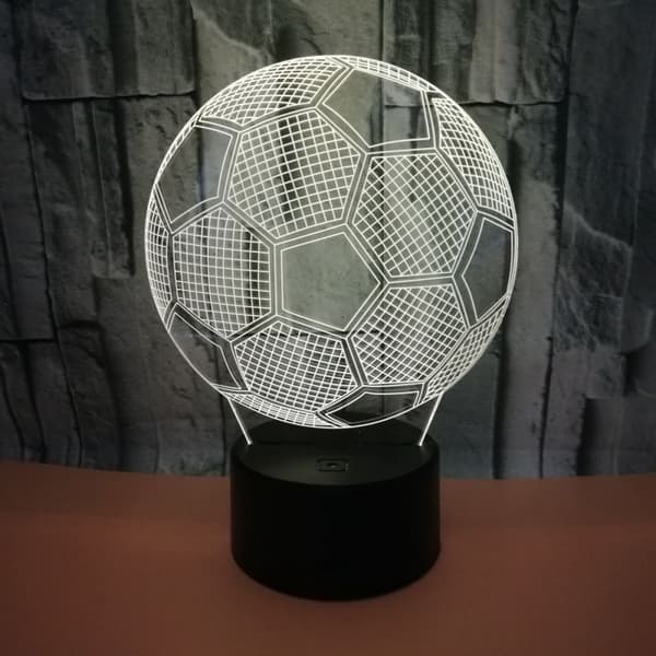 Fodbold Natlampe, 3D Illusion LED Lampe, 7 Farver Dæmpbar