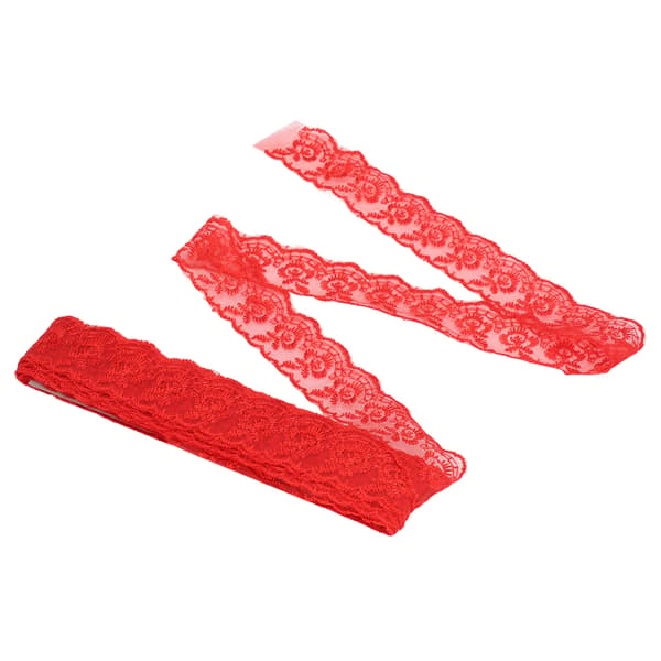 Spetsband 10 meter mjuk elastisk spets tyg för sömnad kläder bröllop fest dekoration presentförpackning röd