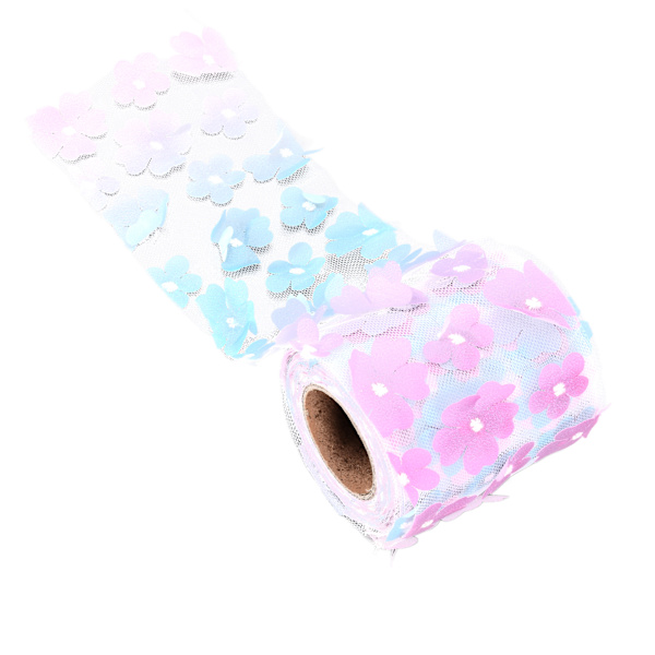 Blommor Tulle Rullar 8cm 10yd Utsökt Ljus Vacker DIY Flexibel Bred Applikation Tulle Rulle Spole FabricGradient Lila