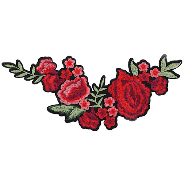 Plommonblomma Ros Broderad Patch DIY Dekoration Tyg Strykjärn Sy Märke Hantverk Tillbehör