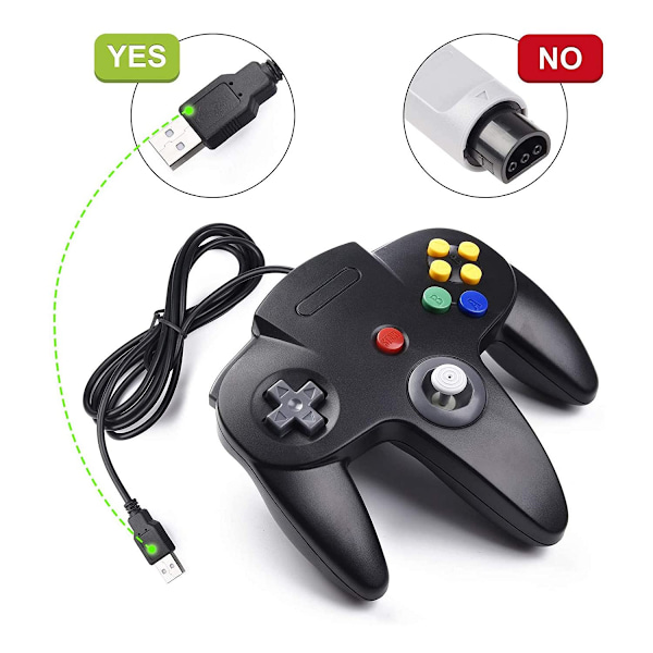 Retro USB-kontroller för N64-spel, N64 Classic USB-kontroll Black