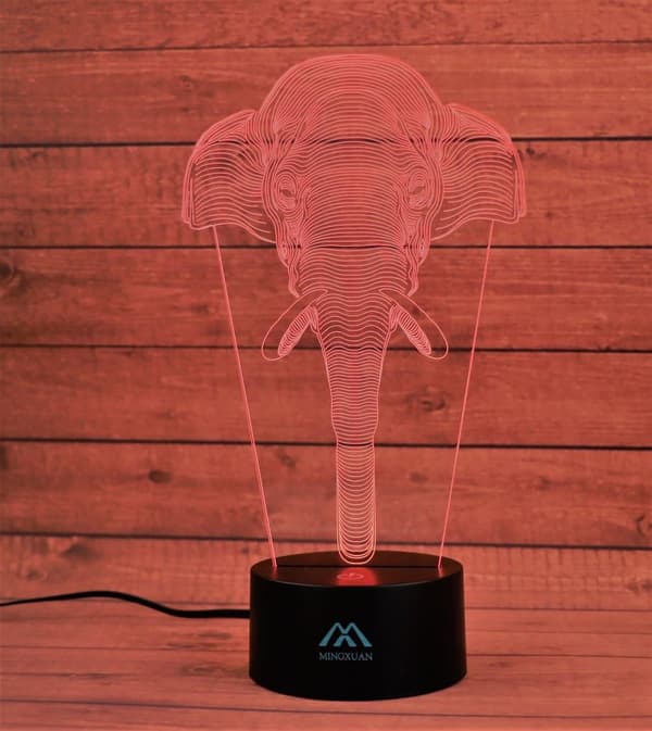 Elefantti 3D Yövalo 7 Väri LED Kosketus Pöytävalaisin E