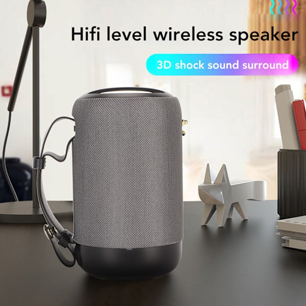 Bluetooth-högtalare multifunktionell IPX5 vattentät stark bas stereoljud handsfree-samtal bärbar trådlös högtalare för hemresa fest Grey