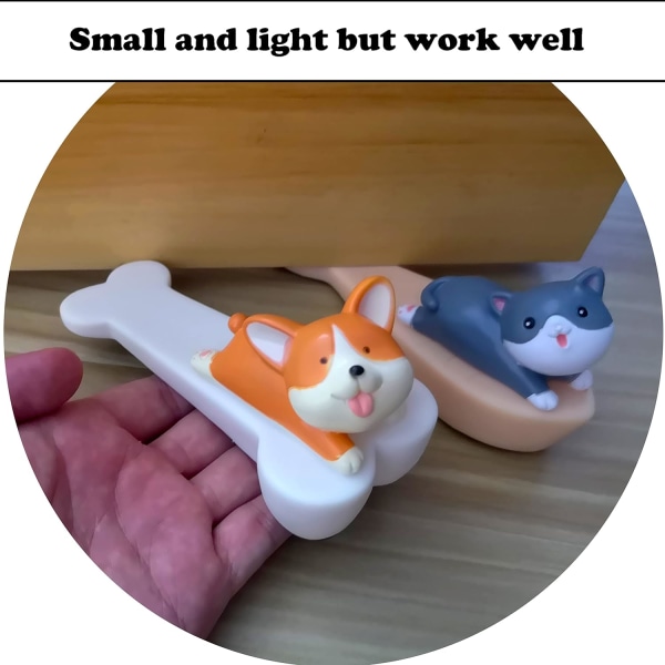 2 st dörrstoppar, 2 tum Kitty Puppy liten dörrstopp, söta katt hund djur dörrstopp med stark friktionssilikonplatta, dörrstopp dörrkil fo Kittens and puppies